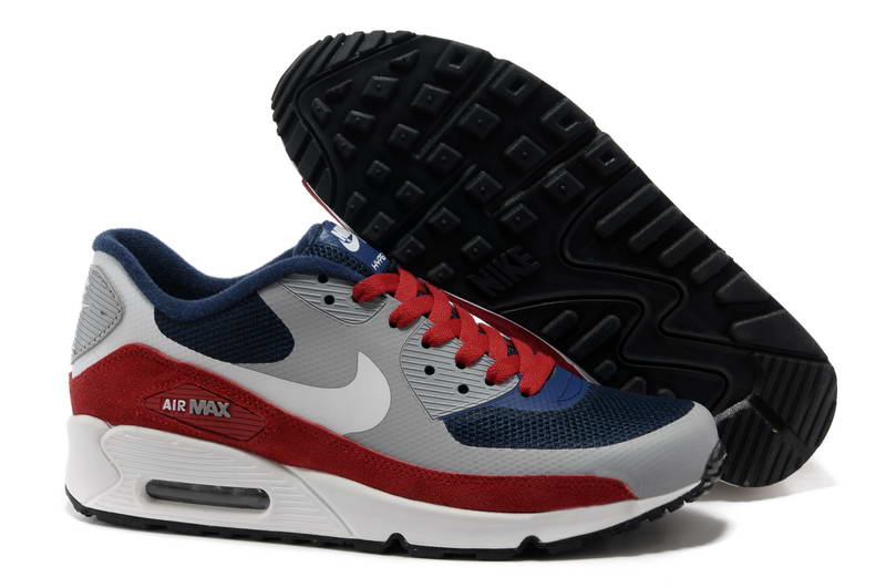 Air Max 90 Hyperfuse Chaussures Des Femmes De Fourrure Dk Bleu Rouge